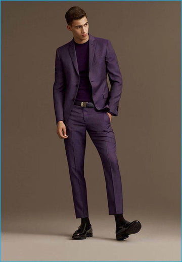 Classic Purple Slim Fit Two Piece Suit For Men Partywear, Wedding, Grooms & Groomsman