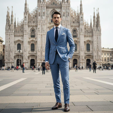 Classic Slim Fit Sky Blue 2pc Suit For Men Wedding, Partywear, Grooms & Groomsman
