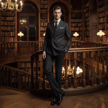 Class Slim Fit Black Double-Breasted Suit Groom & Groomsmen