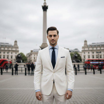 Classic Slim fit Cream/Off White 2pc Suit For Men Wedding, Grooms & Groomsman