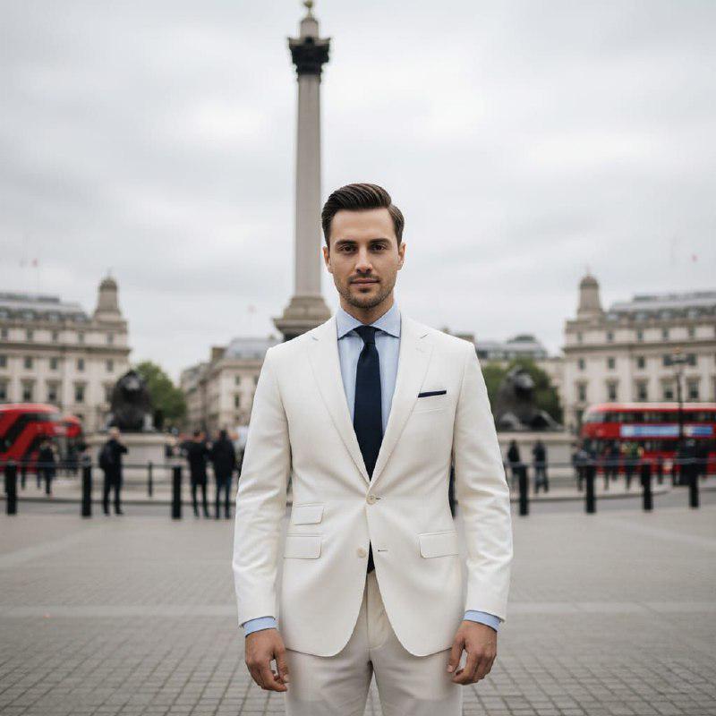 Classic Slim fit Cream/Off White 2pc Suit For Men Wedding, Grooms & Groomsman