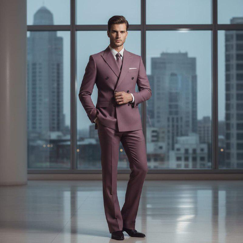 Class Slim Fit off-White Double-Breasted Suit Groom & Groomsmen