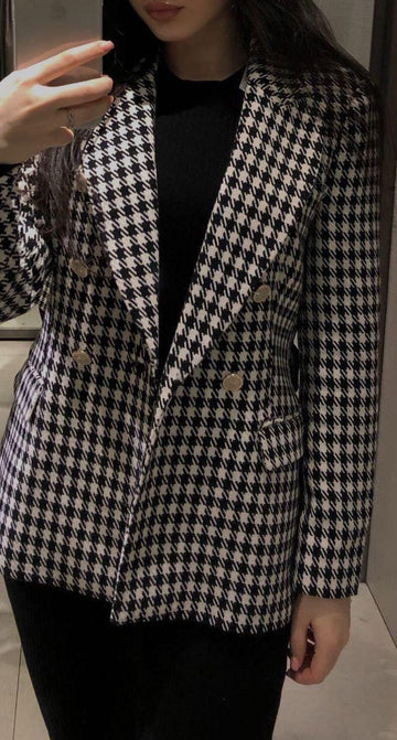 Classic Slim Fit Houndstooth 2pc Suit For Women- Elegant, Modern, Partywear & Weddings