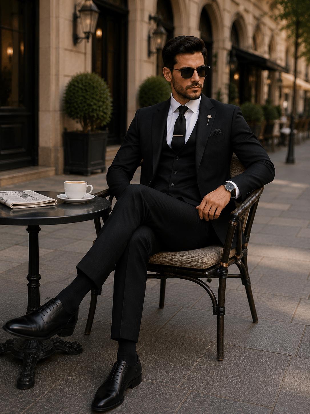 Custom Tailored Black 3 Piece Suit for Men – Wedding Groom Formal office wear Outfit