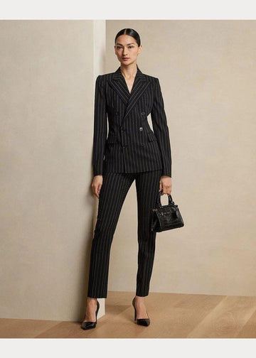 Classic Black Pin Stripe 2pc Suit For Women- Elegant, Partywear, Modern, Partywear