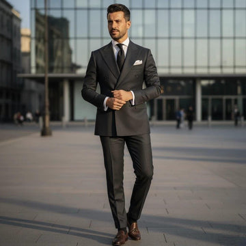 Classic Slim Fit Black Double-Breasted Suit Groom & Groomsmen
