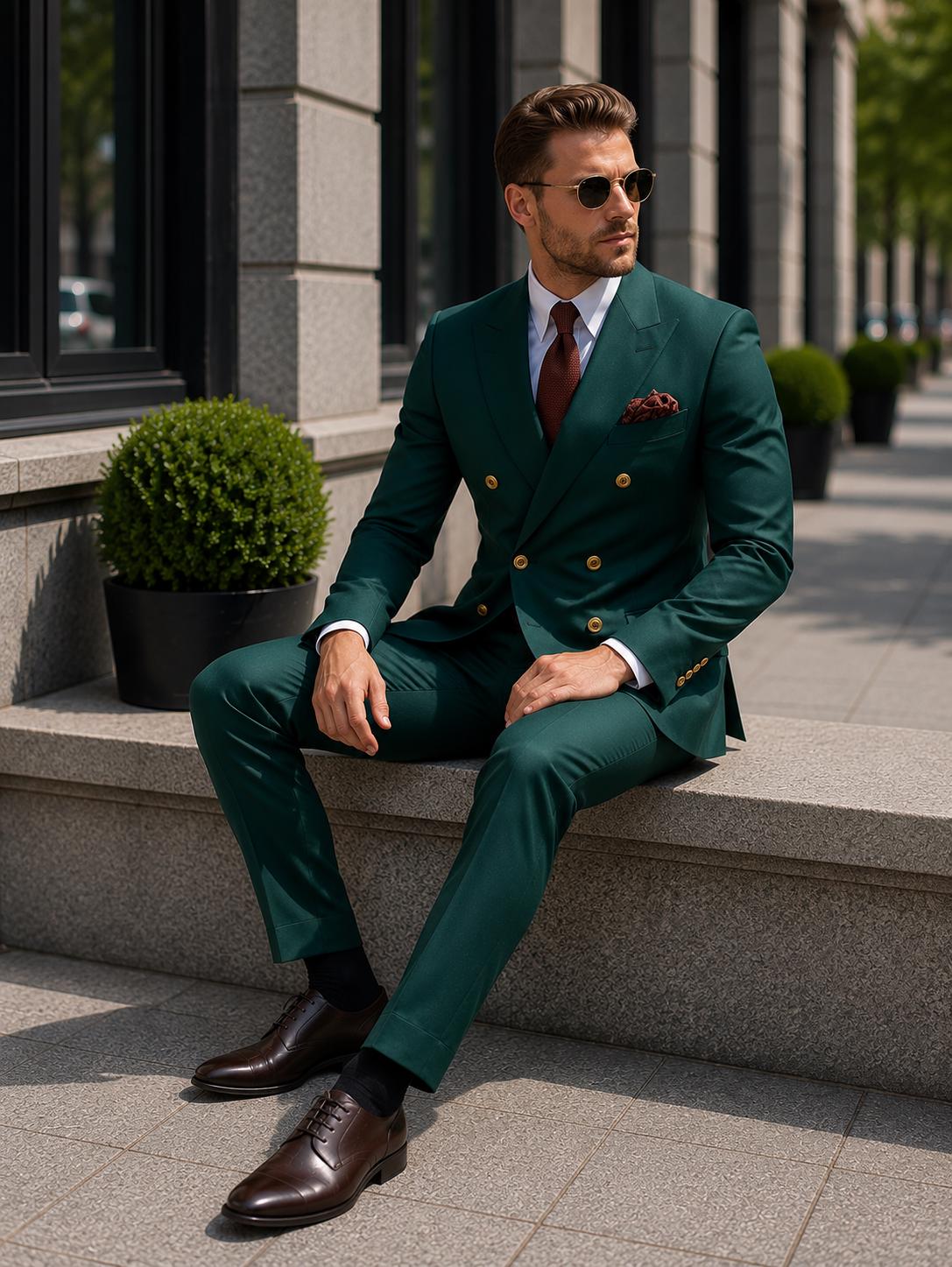 Classic Two Piece Designer double breast suit for men partywear, wedding and Grooms