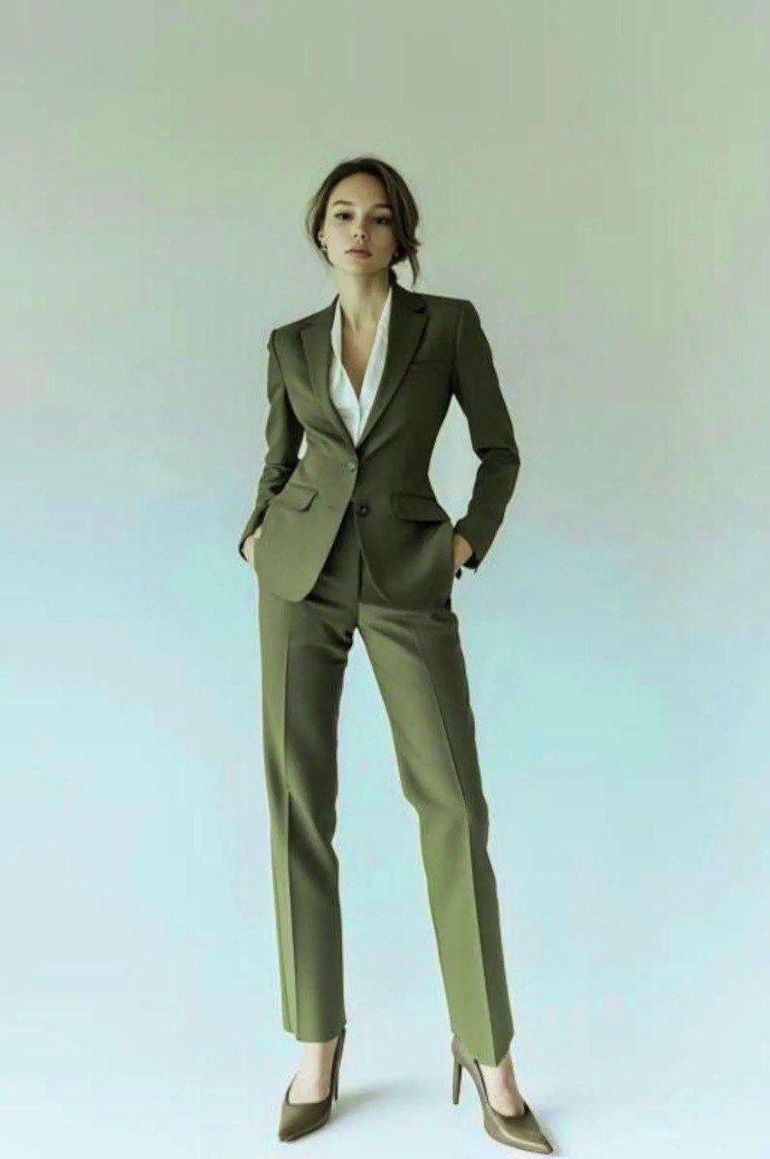 Classic Green 2pc Women's Suit Partywear, Elegant, Modern & Office wear