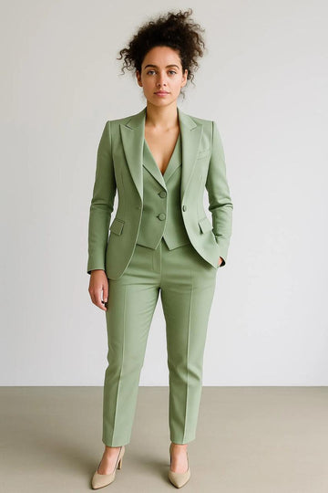 Sage Green 3-Piece Suit: Custom Tailored Blazer Vest and Pants