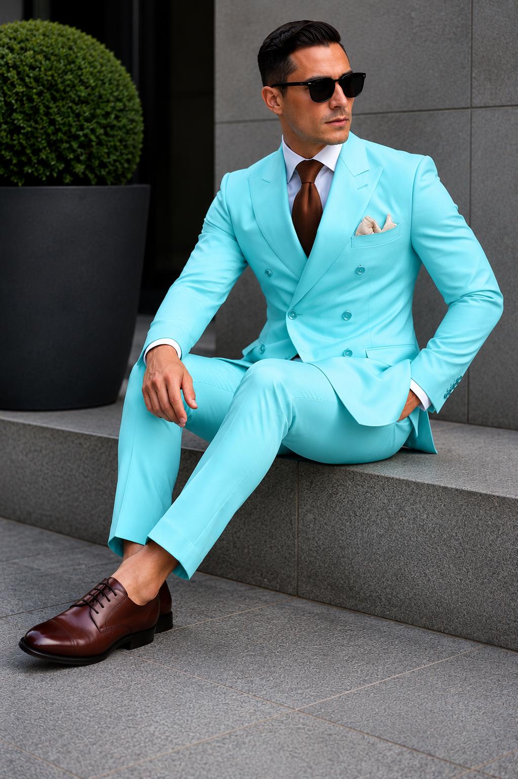 Luxury Two Piece Designer double breast suit for men partywear, wedding and Grooms