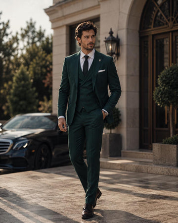 Emerald Green Men's 3 Piece Suit Custom Tailored Wedding prom groom and groomsman Suit