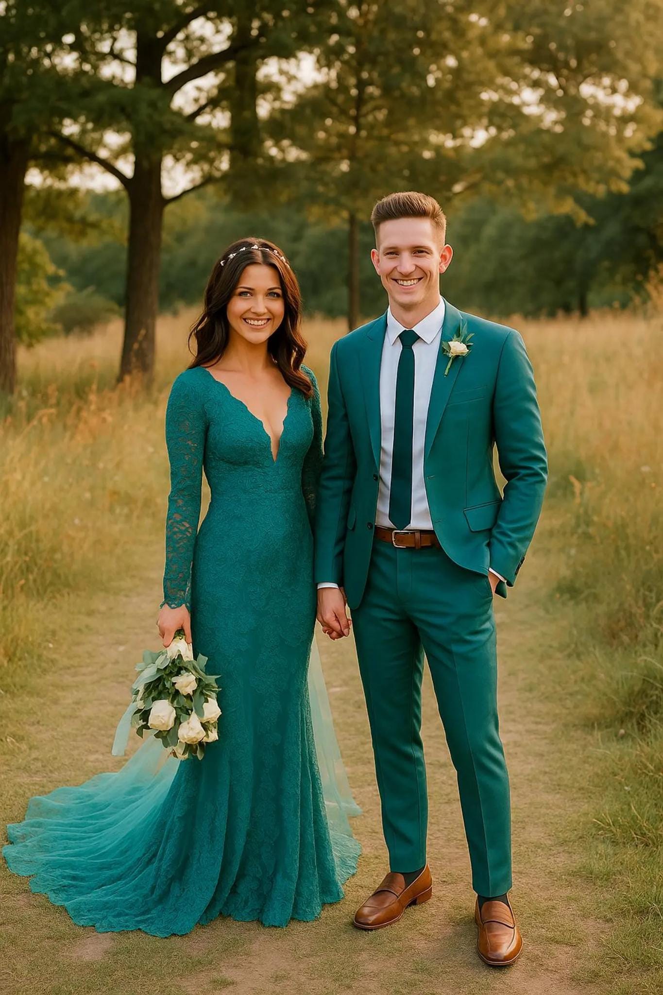 Teal Green 2piece suit for men Partywear, weddings, Proms, Grooms & Groomsman