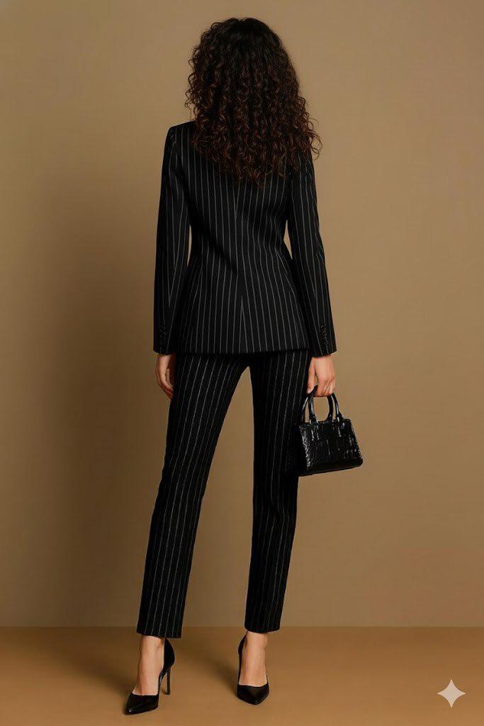 Classic Black pin stripe 2pc Suit For Women Partywear, Modern & Office wear