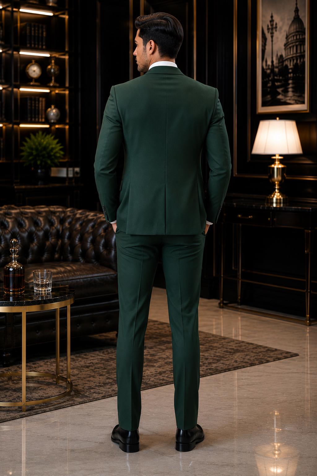 Forest Green 3pc Suit For Men Wedding, Partywear, Grooms & Groomsman