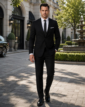 Abraham Suits Black 2-Piece Custom Tailored Wedding Suit, Formal Blazer Pants Set