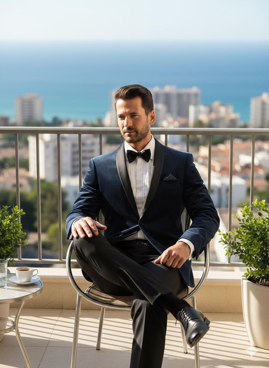 Navy Blue Velvet Suit, Slim Fit Two Piece, Office Wear, Party Wear, Wedding Groomsmen