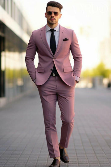 Classic Dusty Rose Slim Fit 2pc Suit For Men Wedding, Partywear, Grooms & Groomsman