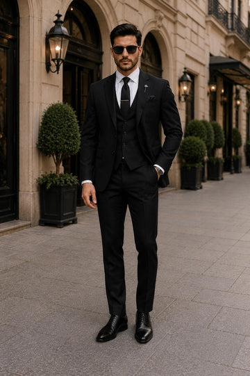 Custom Tailored Black 3 Piece Suit for Men – Wedding Groom Formal office wear Outfit