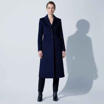 Navy Blue Classic Long Coat For Women Wedding, Grooms & Groomsman
