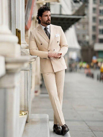 Cream/Beige Designer Two Piece  double breast suit for men partywear, wedding and Grooms