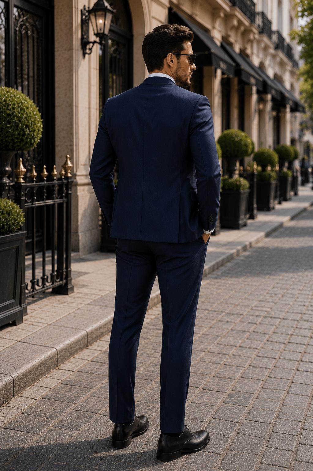 Navy Blue Men's 3-Piece Suit: Custom Tailored Wedding Formal Blazer, Waistcoat, Pants