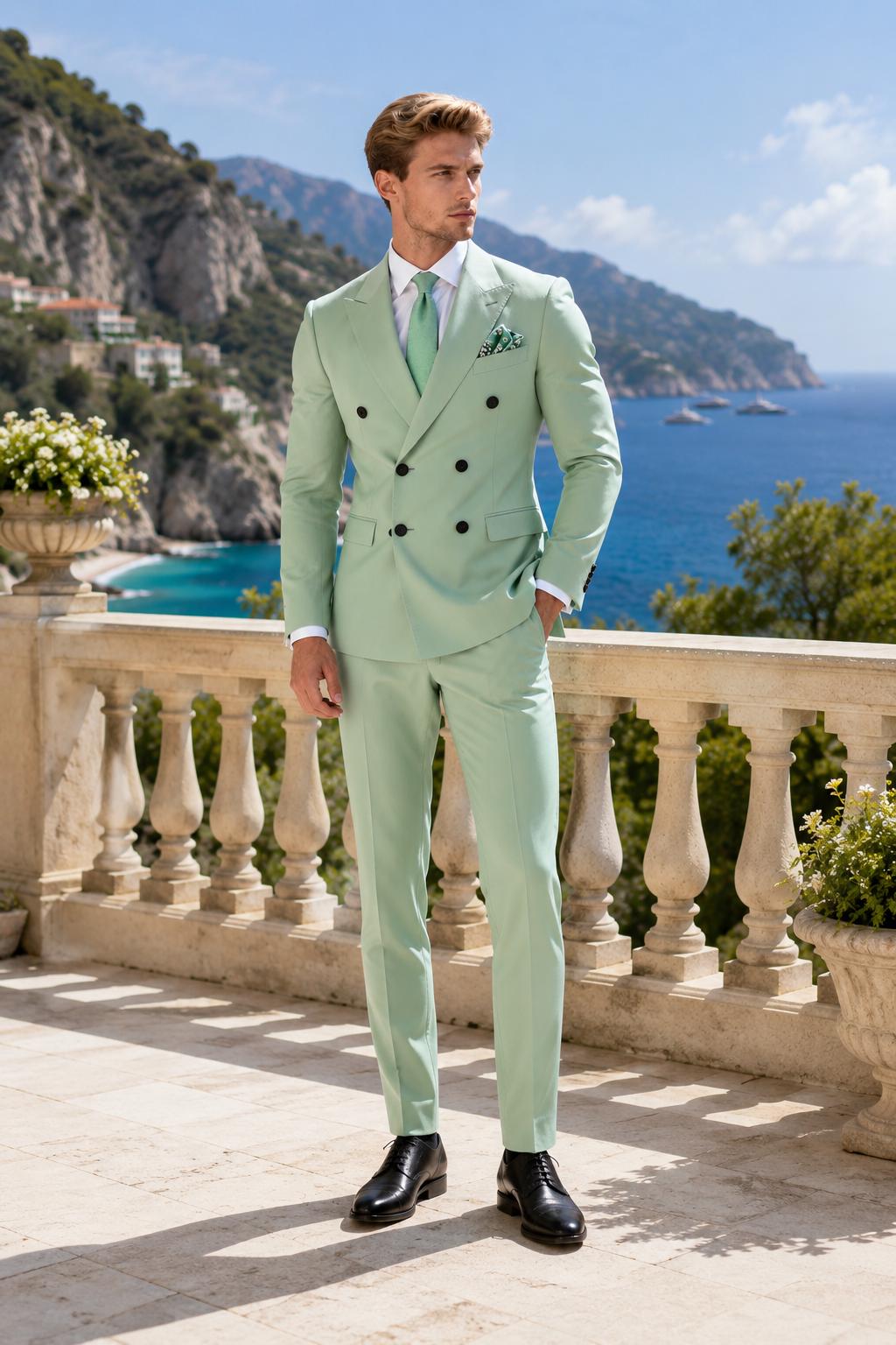 Classic Two Piece Designer double breast suit for men partywear, wedding and Grooms