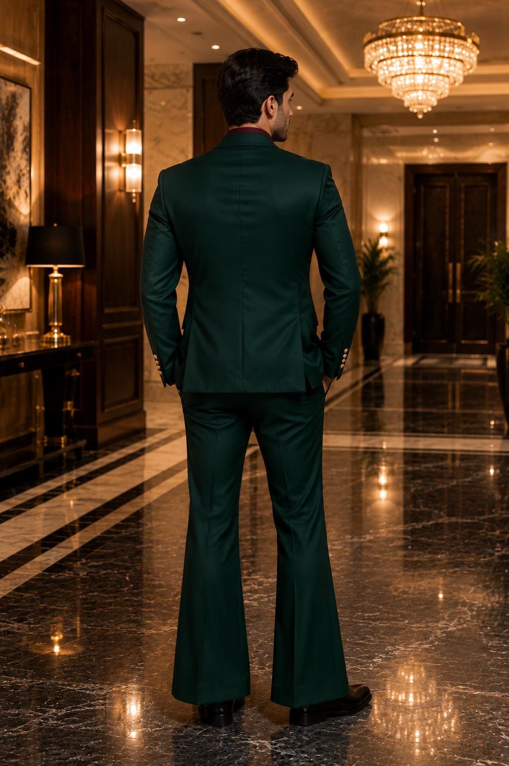 Classic Green Two Piece Designer double breast suit for men partywear, wedding and Grooms