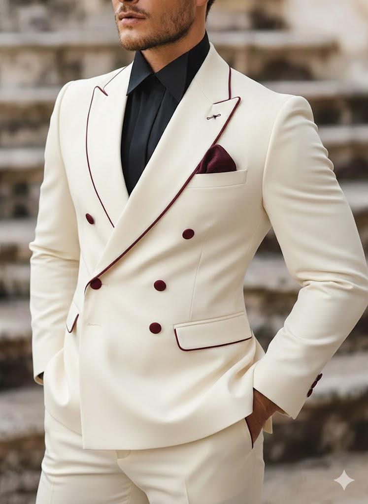 Classic Two Piece Designer double breast suit for men partywear, wedding and Grooms