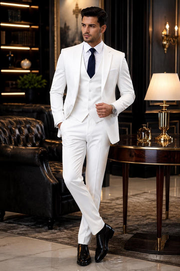 Men's White 3-Piece Suit – Luxury Custom Tailored Wedding Formal Wear