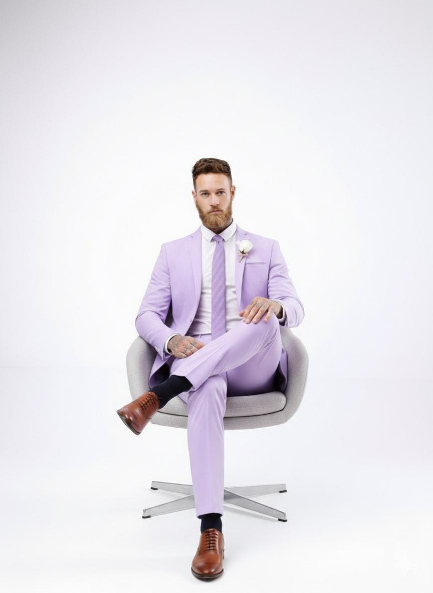 Lavender Mist Classic Slim Fit 2pc Suit For Men Wedding, Partywear, Grooms & Groomsman