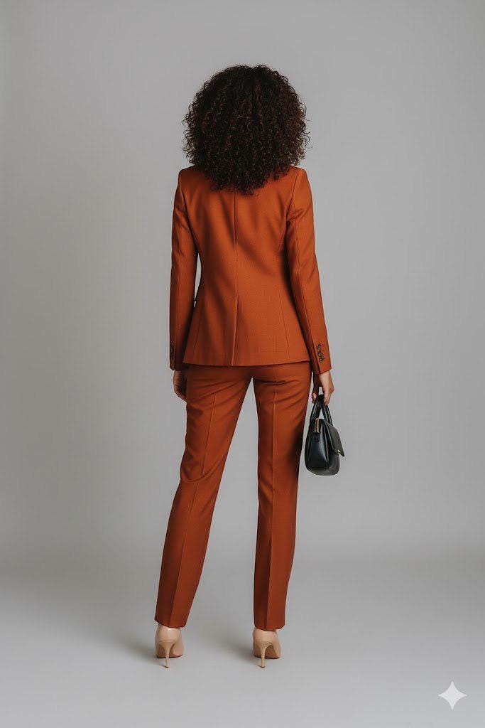 Classic Slim Fit Rust/Terracotta 2pc Suit For Women Partywear & Office wear
