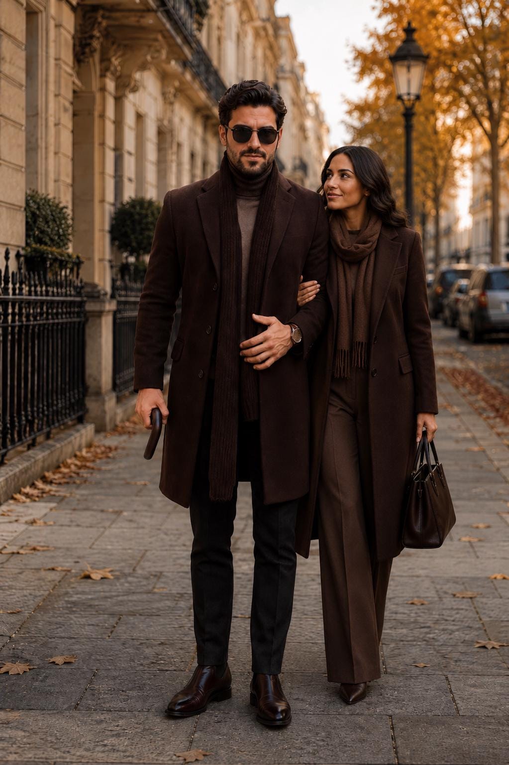 Couple's Long Wool-Blend Coat Set: Elegant Winter Outerwear for party wear Him & Her