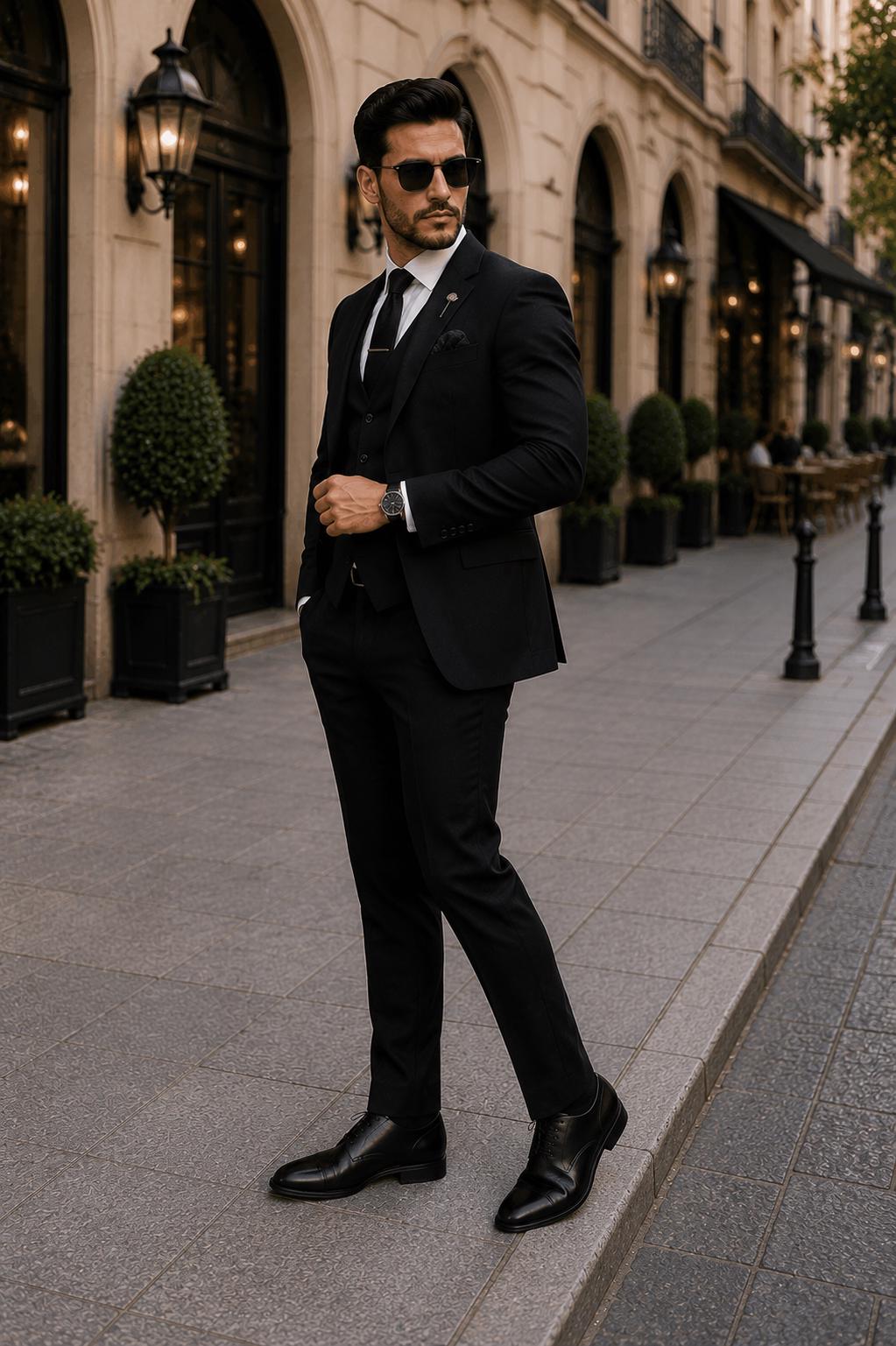 Custom Tailored Black 3 Piece Suit for Men – Wedding Groom Formal office wear Outfit