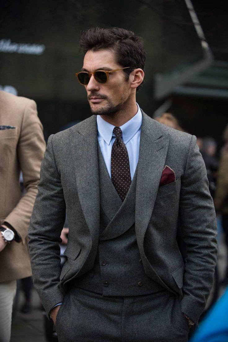 Classic Grey Tweed 3pc Suit For Men Wedding, Winter collection, Grooms & Groomsman