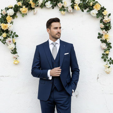 Classic Slim Fit Navy Blue 3pc Suit For Men Wedding, Grooms & Groomsman