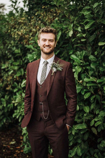 Brown Tweed Winter collection 3pc Suit For Men Wedding, Grooms & Groomsman