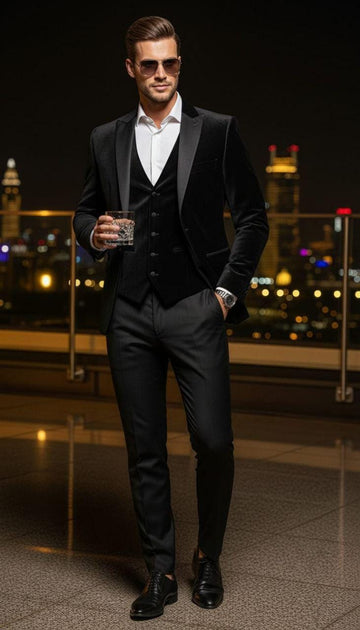 Classic Velvet 3pc Suit For Men Wedding, Partywear, Grooms & Groomsman