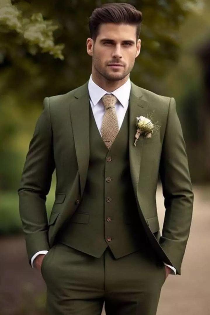 Green 3pc Suit For Men Wedding, Grooms & Groomsman, Gift for him