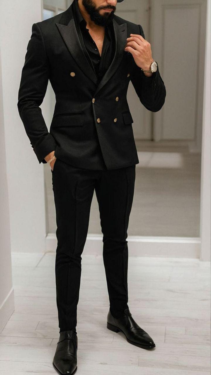Classic Slim Fit  Double-Breasted Suit Groom & Groomsmen