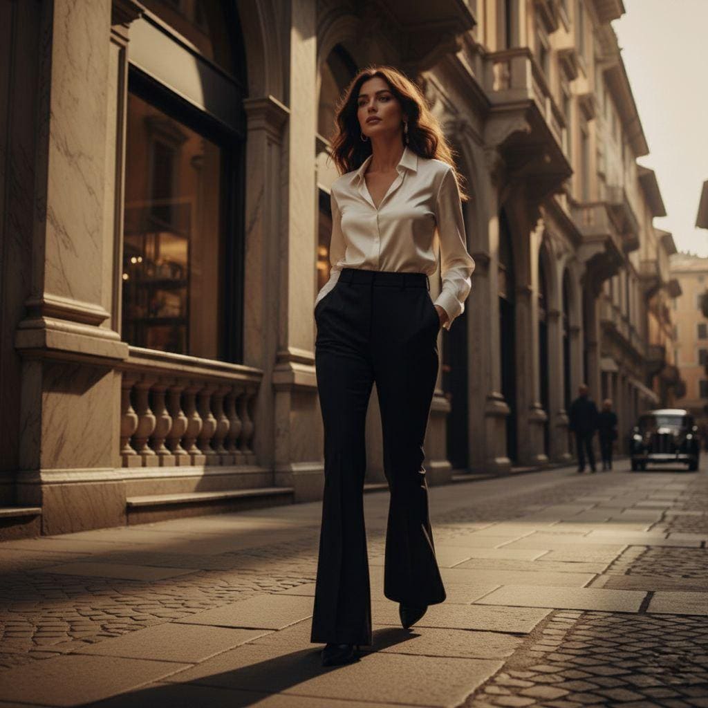 Classic Bell Bottom Trouser For Women Office Wear, Party Wear, Formal