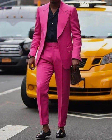 Classic Pink 2pc Suit For Men Wedding, Grooms & Groomsman