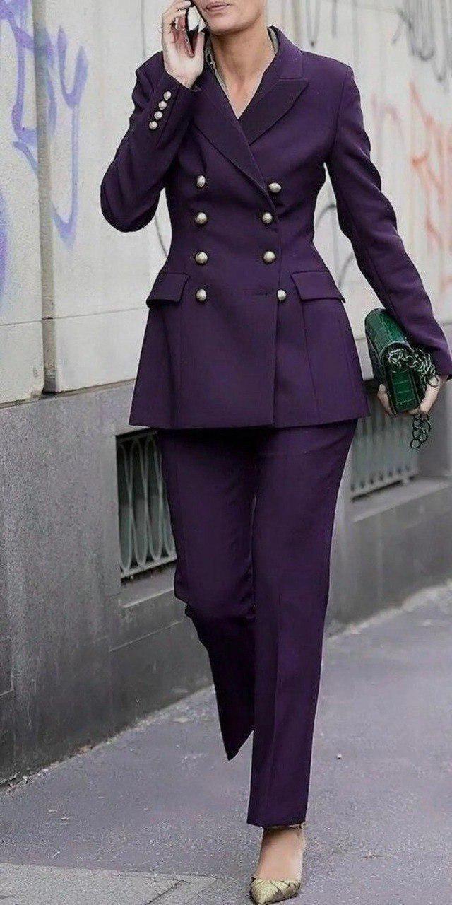 Purple double Breasted Slim Fit 2pc Suit For Women Formal wear, Partywear, Weddings