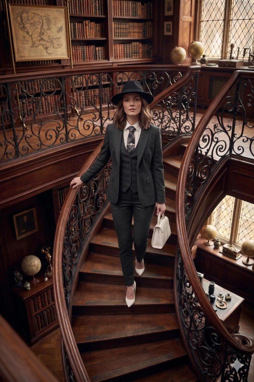 Classic Slim Fit Black 3pc Suit For Women Partywear, Formal & Business wear.
