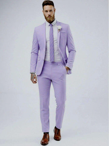 Lavender Mist Classic Slim Fit 2pc Suit For Men Wedding, Partywear, Grooms & Groomsman