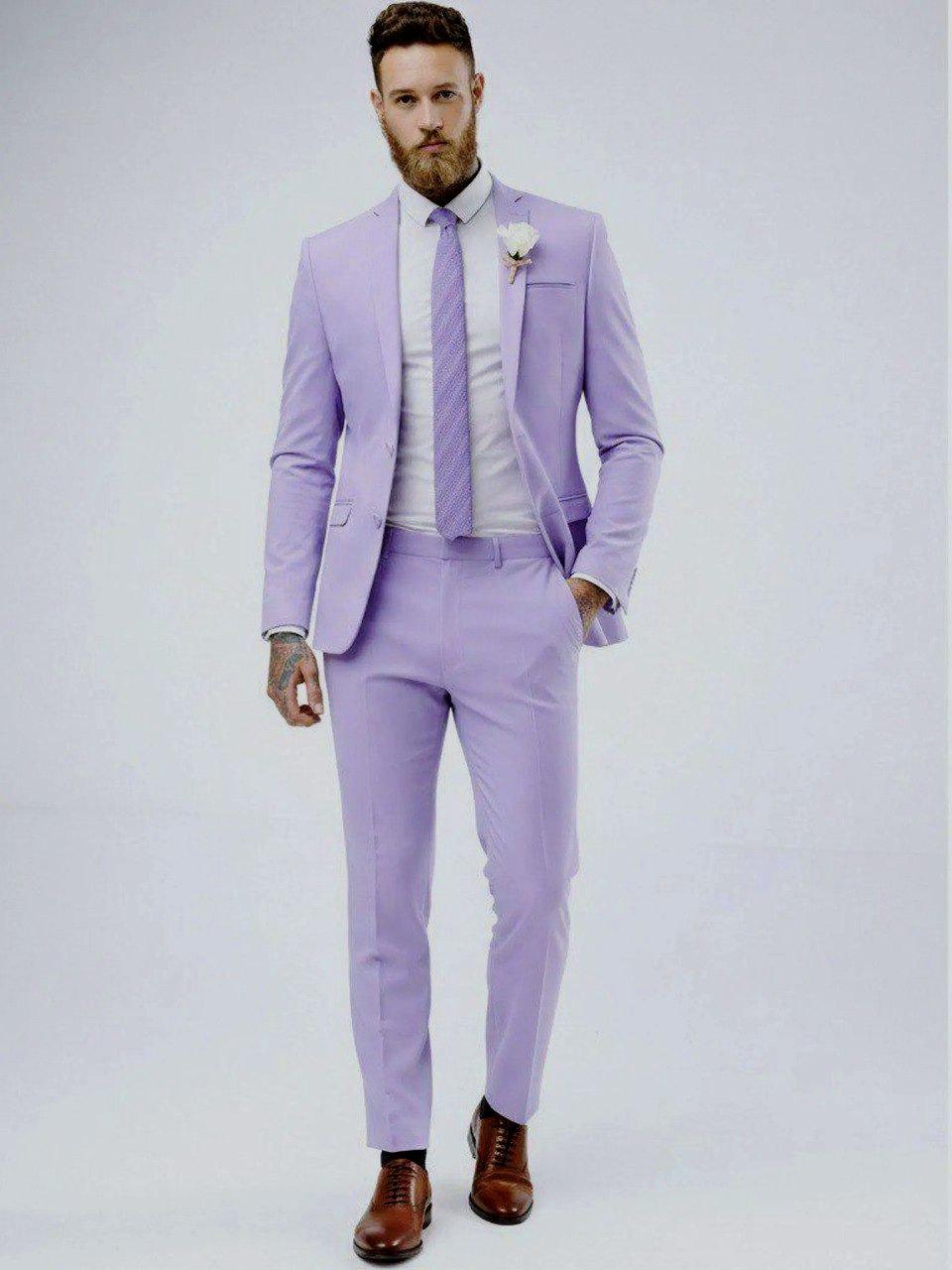 Lavender Mist Classic Slim Fit 2pc Suit For Men Wedding, Partywear, Grooms & Groomsman