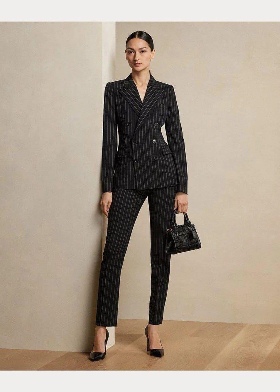 Classic  Black Stripe 2pc Suit For Women- Elegant, Partywear, Modern, and Tailored for Confidence
