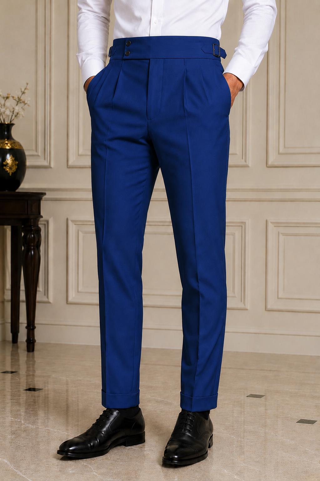 Royal Blue Gorkha Trousers – Men's Custom Tailored Formal Pants
