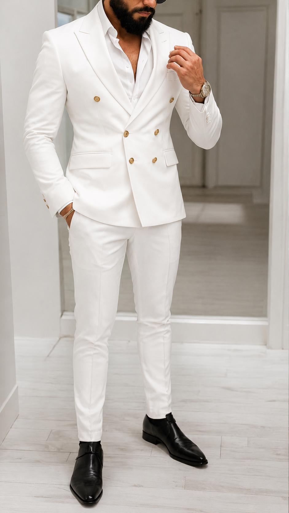 Classic Two Piece Designer double breast suit for men partywear, wedding and Grooms
