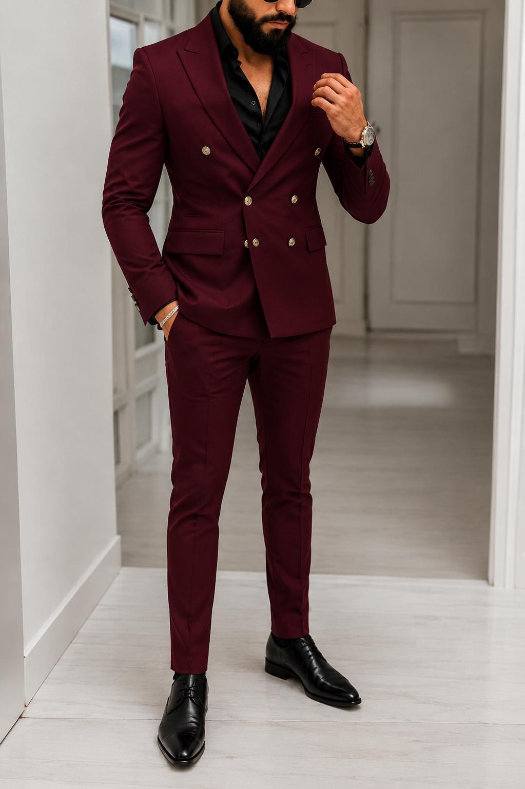 Classic Two Piece Designer double breast suit for men partywear, wedding and Grooms