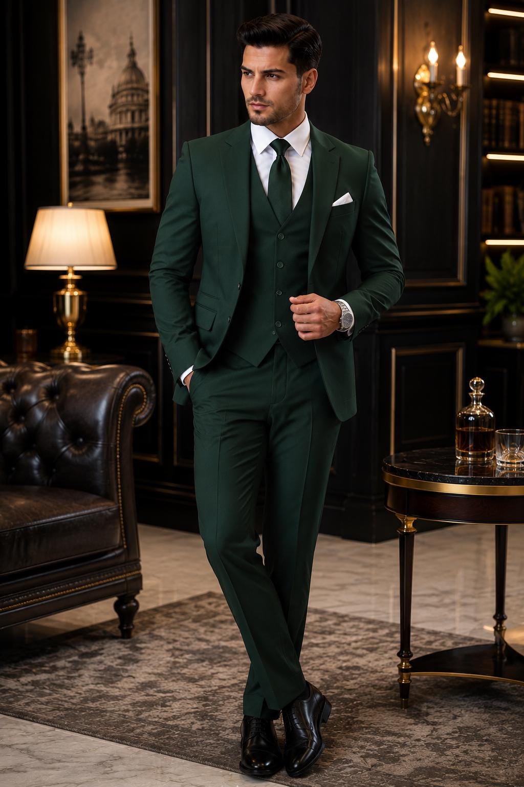 Forest Green 3pc Suit For Men Wedding, Partywear, Grooms & Groomsman